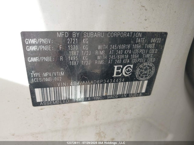 4S4WMAAD6P3434434 Subaru Ascent
