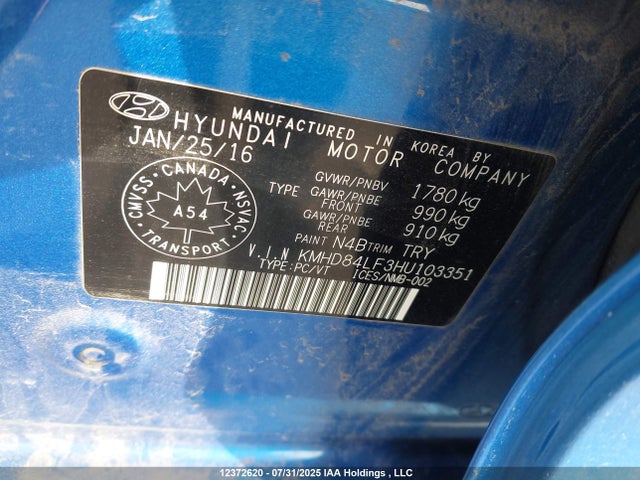 Hyundai Elantra 2017 KMHD84LF3HU103351 Image 9