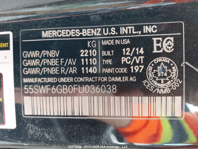 Mercedes-Benz C-Class 2015 55SWF6GB0FU036038 Image 9
