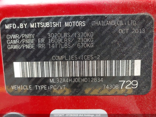ML32A4HJ0EH012834 Mitsubishi Mirage