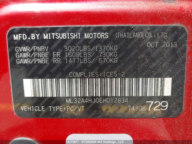 ML32A4HJ0EH012834 Mitsubishi Mirage