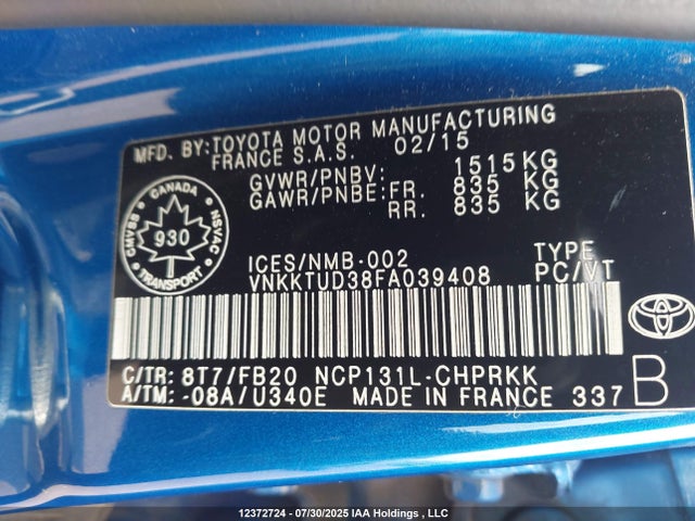 Toyota 1nz-fe 2015 VNKKTUD38FA039408 Image 18