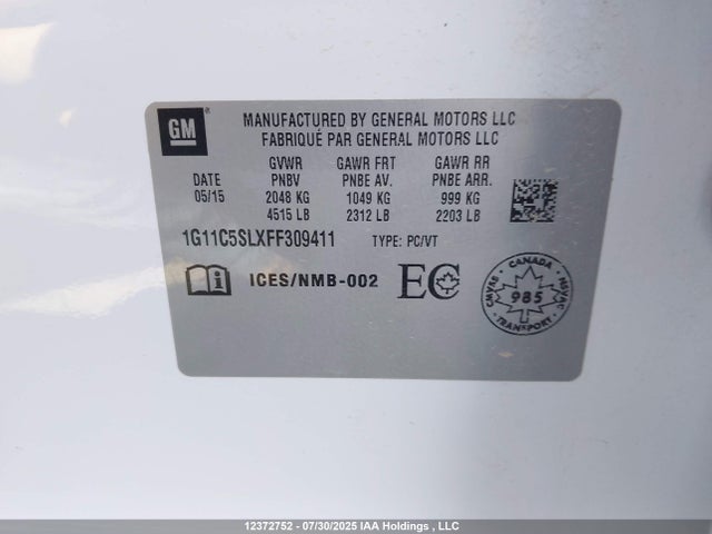 Chevrolet lkw 2015 1G11C5SLXFF309411 Image 9