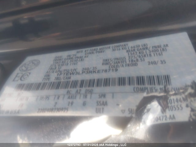 Ford 2.7l-4v 2024 1FTEW3LP3RKE78719 Image 9