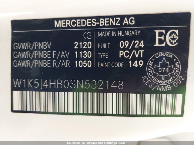 W1K5J4HB0SN532148 Mercedes-Benz m260