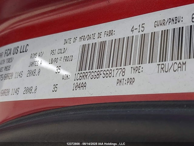 RAM 1500 2015 1C6RR7GG8FS681778 Image 9
