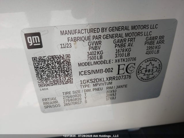 GMC l87 2024 1GKS2DKLXRR107376 Image 9