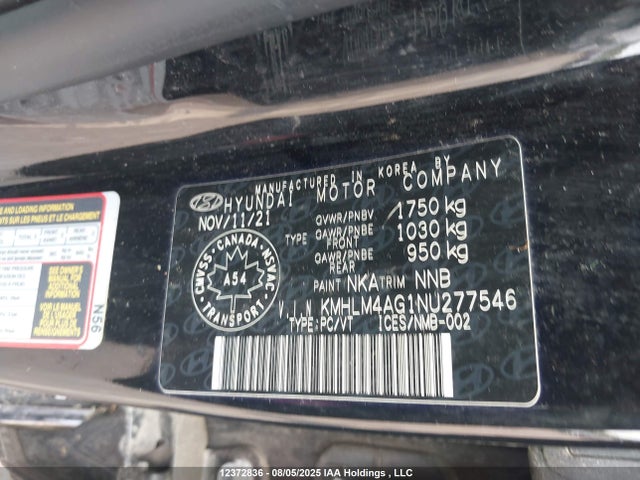 KMHLM4AG1NU277546 Hyundai mpi nu pe