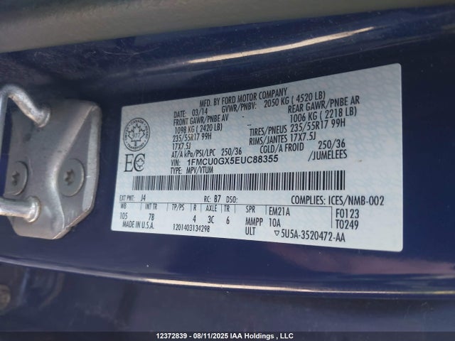 Aukcja sprzedaży 2014 Ford Escape Se, vin: 1FMCU0GX5EUC88355, numer aukcji: 12372839