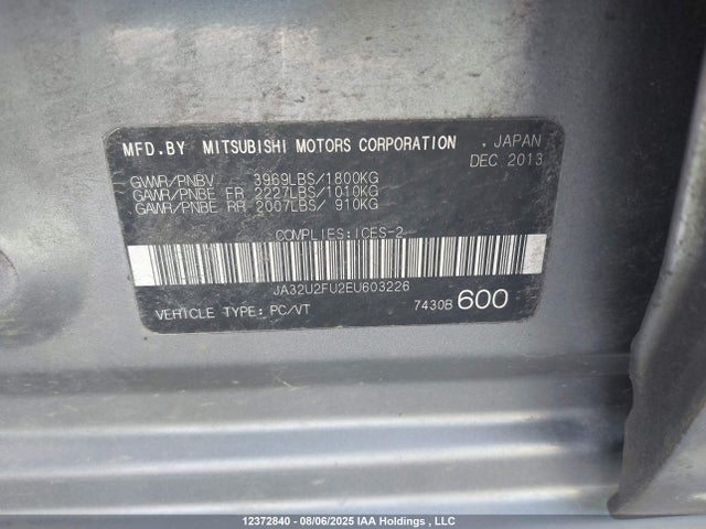 Mitsubishi dohc mivec 2014 JA32U2FU2EU603226 Image 9