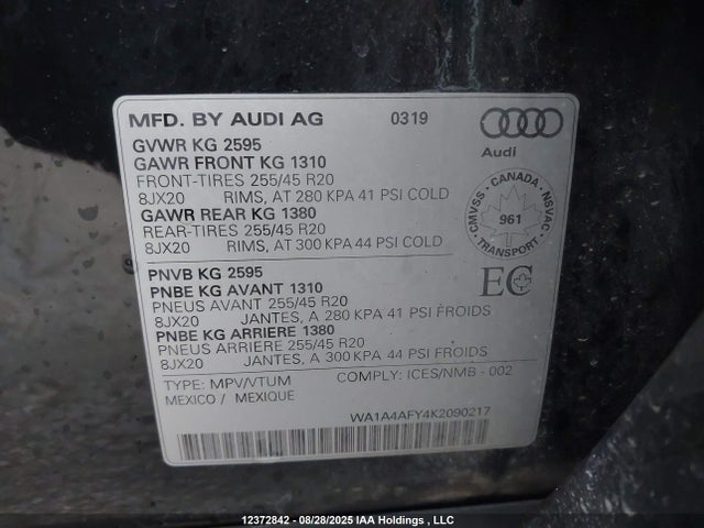 WA1A4AFY4K2090217 Audi SQ5