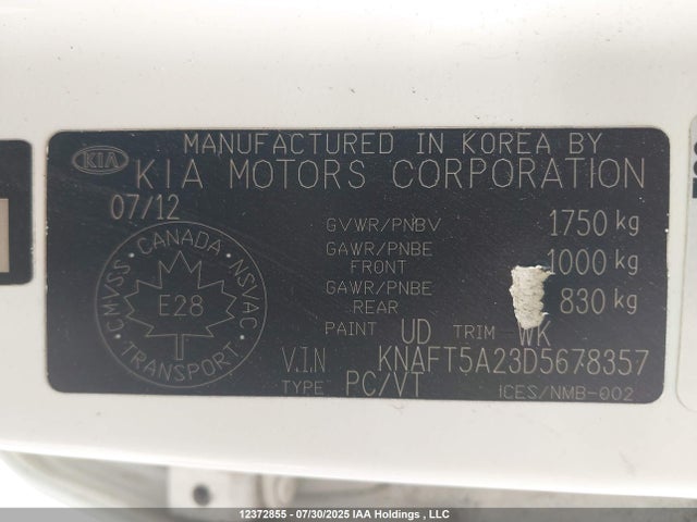 Продаж на аукціоні авто 2013 Kia Forte Lx, vin: KNAFT5A23D5678357, номер лоту: 12372855