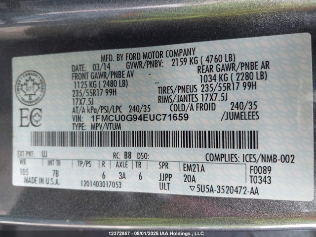 Ford Escape 2014 1FMCU0G94EUC71659 Image 19