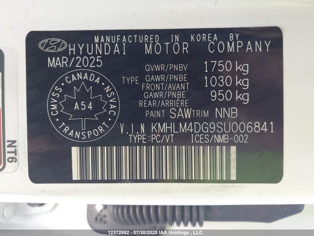 KMHLM4DG9SU006841 Hyundai mpi nu pe