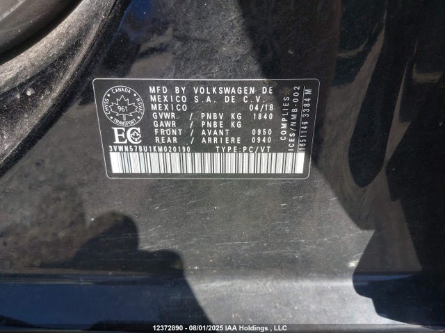 3VWN57BU1KM020190 Volkswagen 1.4 tsi
