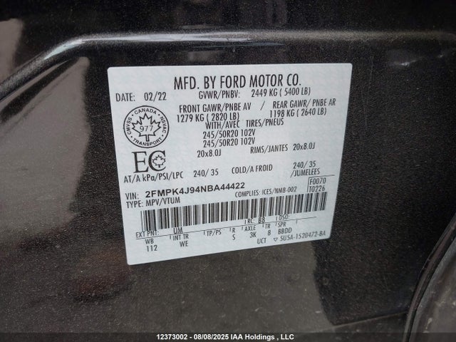 Ford gtdi 2022 2FMPK4J94NBA44422 Image 9