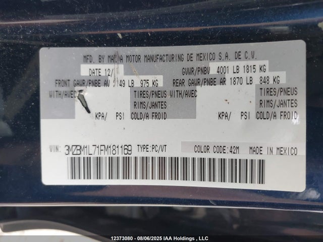 3MZBM1L71FM181169 Mazda pe