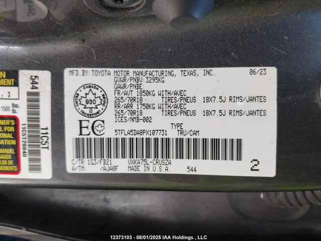 Toyota v35a-fts 2023 5TFLA5DA8PX107731 Image 9