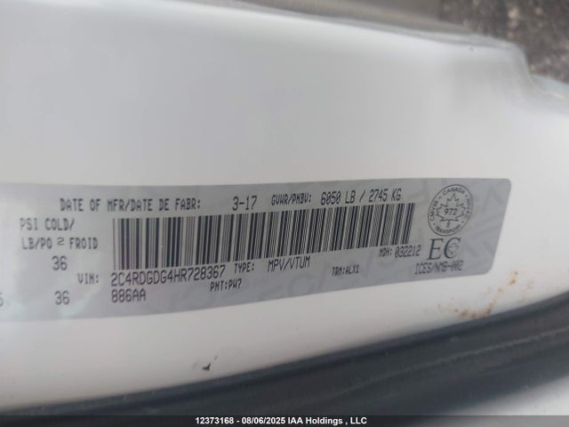 2C4RDGDG4HR728367 Dodge Grand Caravan