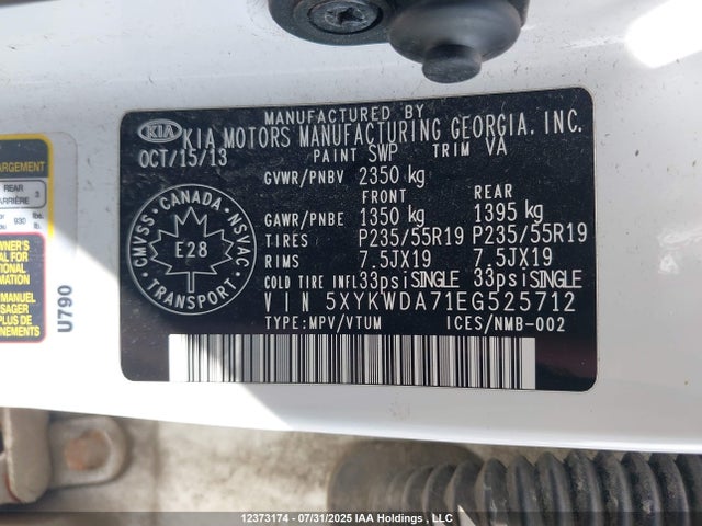5XYKWDA71EG525712 KIA gasoline 3.3 v6 gdi lambda ii