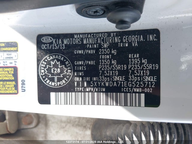 5XYKWDA71EG525712 KIA gasoline 3.3 v6 gdi lambda ii