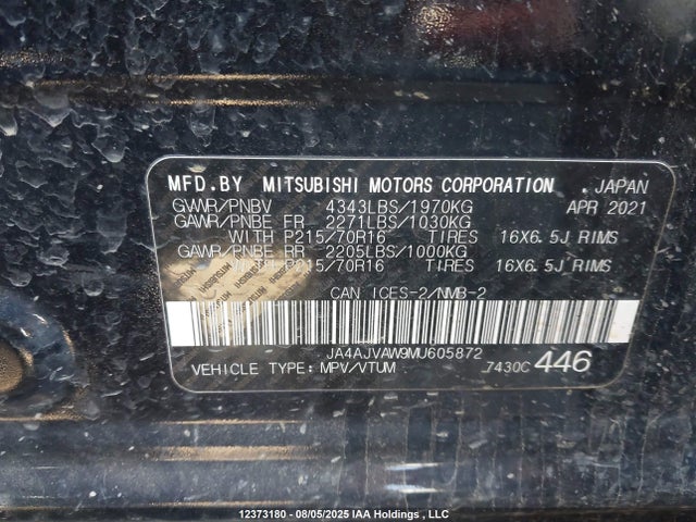 JA4AJVAW9MU605872 Mitsubishi mivec