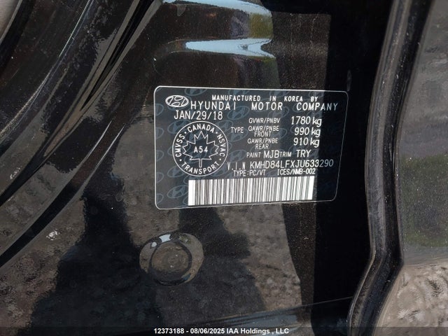 KMHD84LFXJU633290 Hyundai mpi nu
