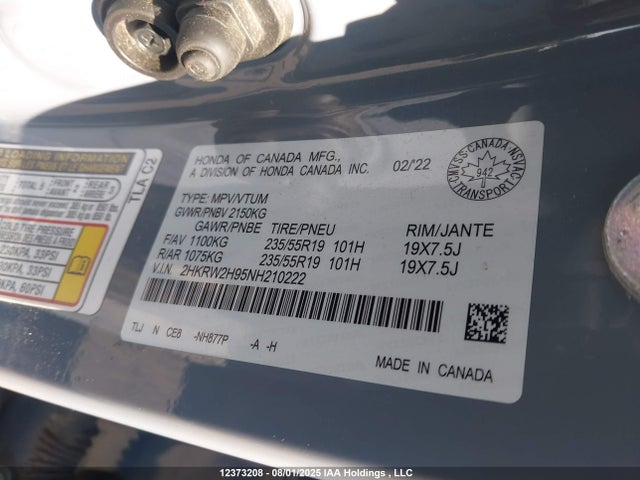 2HKRW2H95NH210222 Honda l15be