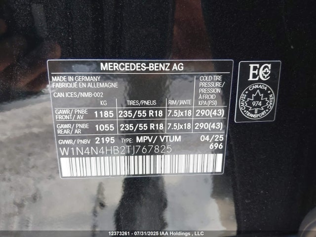 W1N4N4HB2TJ767825 Mercedes-Benz m260