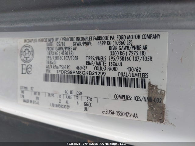 Ford Transit 2016 1FDRS9PM8GKB21299 Image 9