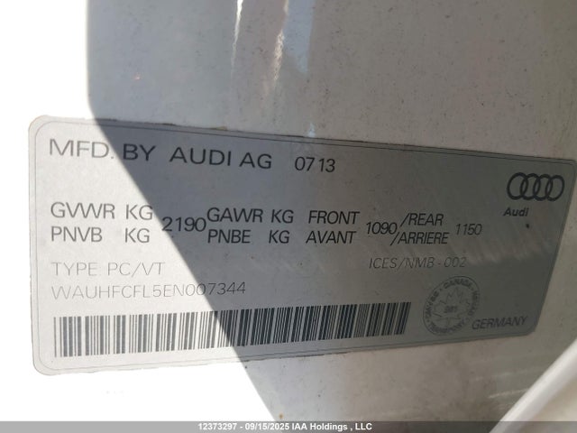 Audi flex fuel engine 2014 WAUHFCFL5EN007344 Image 9