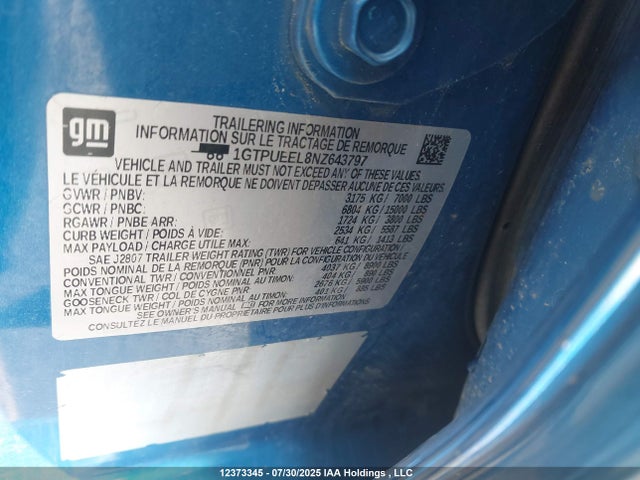 1GTPUEEL8NZ643797 GMC l87