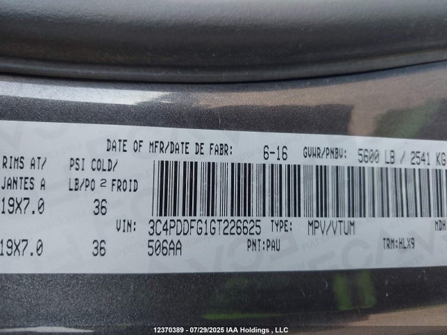 3C4PDDFG1GT226625 Dodge Journey