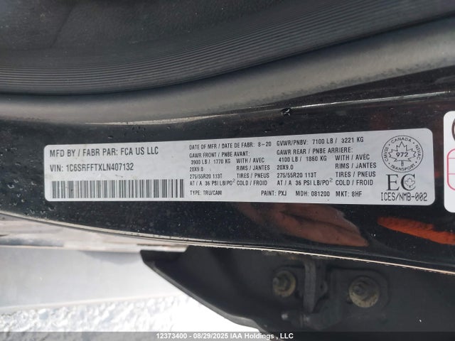 RAM 1500 2020 1C6SRFFTXLN407132 Image 19