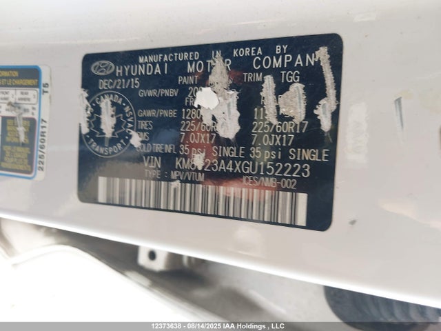 Hyundai 2016 2016 KM8J23A4XGU152223 Image 9
