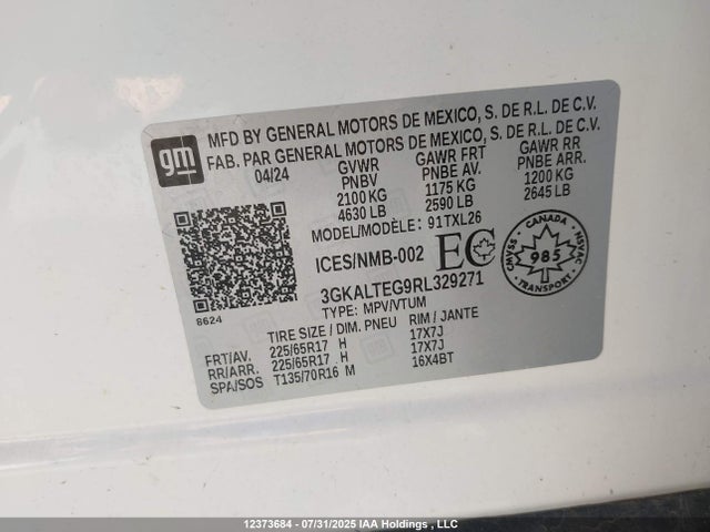3GKALTEG9RL329271 GMC lsd