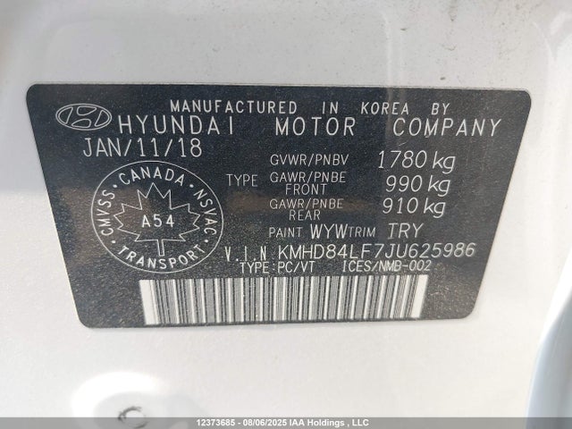 Hyundai mpi nu 2018 KMHD84LF7JU625986 Image 9