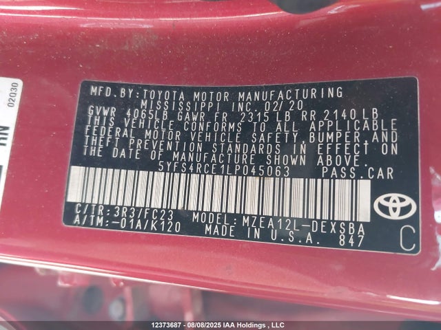 Toyota m20-fks 2020 5YFS4RCE1LP045063 Image 9