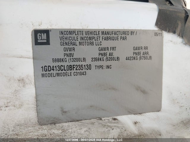 Auction sale of the 2011 Gmc Sierra 3500, vin: 1GD413CL0BF235130, lot number: 12373696
