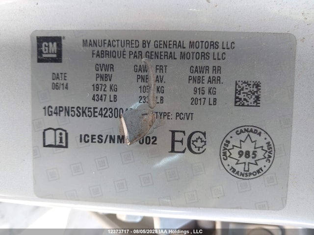 Buick lea 2014 1G4PN5SK5E4230043 Image 9