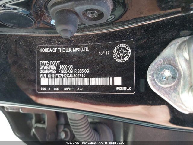 Honda l15ba 2018 SHHFK7H2XJU302710 Image 9