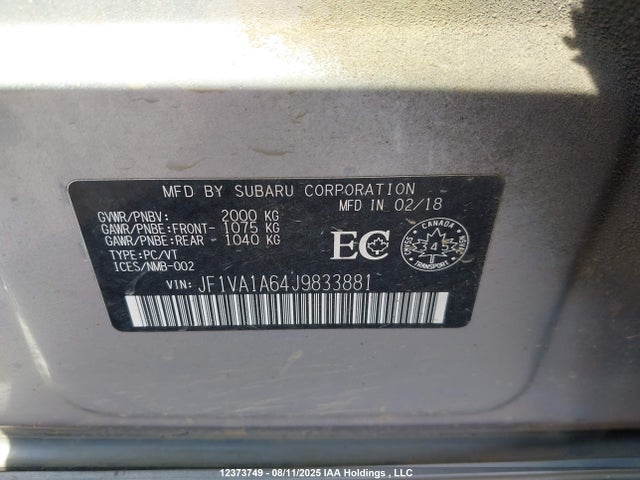 JF1VA1A64J9833881 Subaru dib