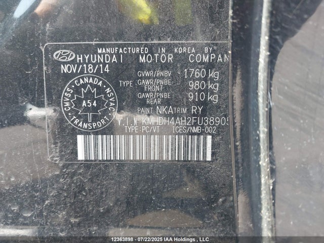 KMHDH4AH2FU389050 Hyundai dohc gdi nu