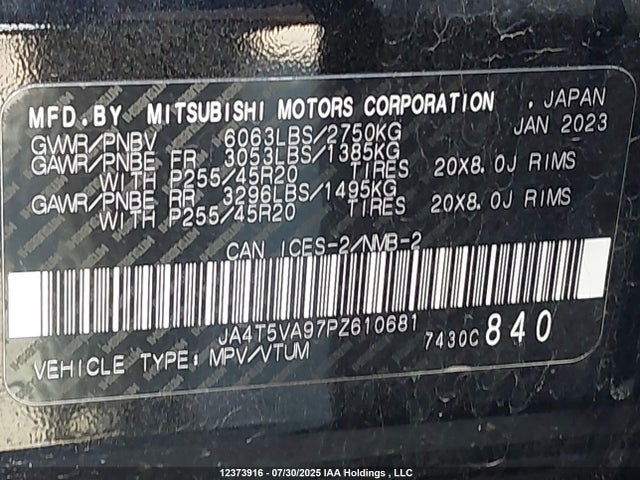 JA4T5VA97PZ610681 Mitsubishi s91-ya1