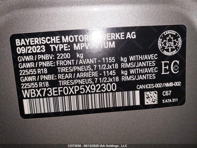 BMW X1 2023 WBX73EF0XP5X92300 Image 9