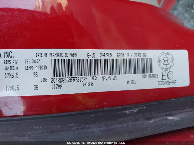 2C4RDGBG9FR721575 Dodge Grand Caravan