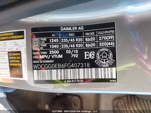 WDCGG0EB6FG407318 Mercedes-Benz Glk-Class