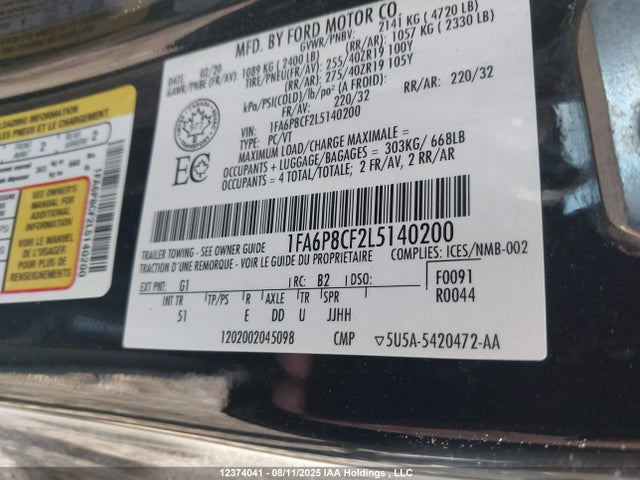 Ford tivct 2020 1FA6P8CF2L5140200 Image 9