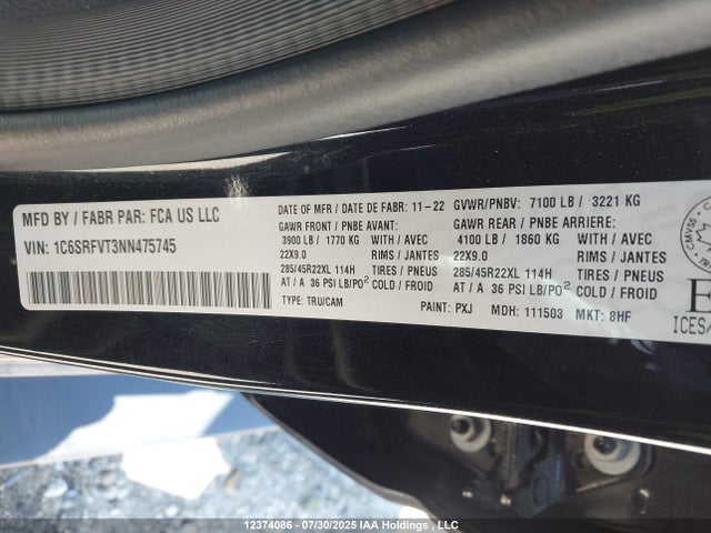 RAM 2022 2022 1C6SRFVT3NN475745 Image 9