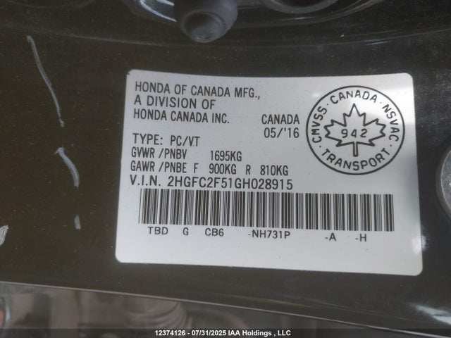 2HGFC2F51GH028915 Honda k20c2